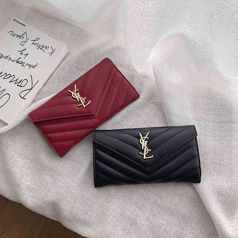 

Women's wallet long Lingge card bag 2021 new fashion zipper mobile phone pocket change