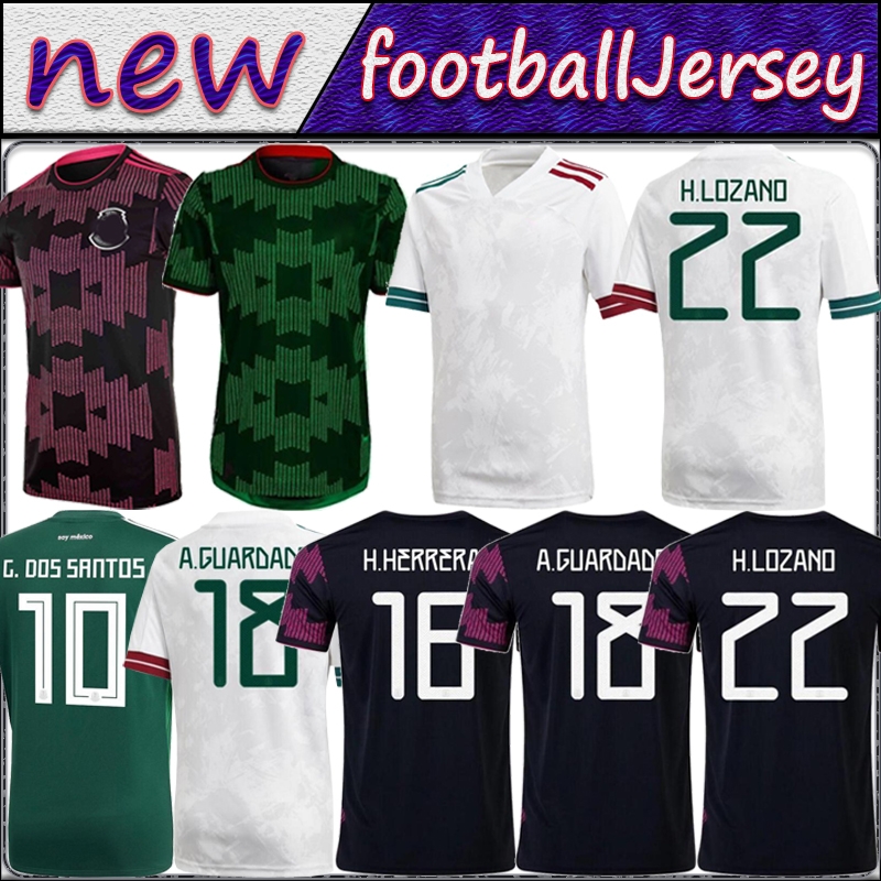 

Fans Player version Mexico soccer jerseys Copa america Camisetas 20 21 CHICHARITO LOZANO DOS GUARDADO 2021 football shirts Men + Kids sets kit, Black;yellow