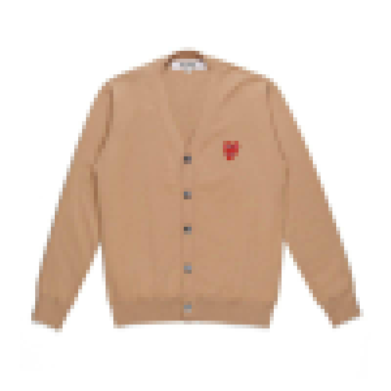 

Best Quality Com Des Garcons Heart HOLIDAY Heart PLAY C218-3 -Apricot -V-neck Wool Button Cardigan Sweater, White