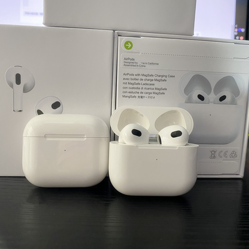 

3rd generation earphones Newest Airpods 3 pro Bluetooth Headphones mag safe Wireless Charging case Gen 3 4 AP3 AP4 Earbuds, White