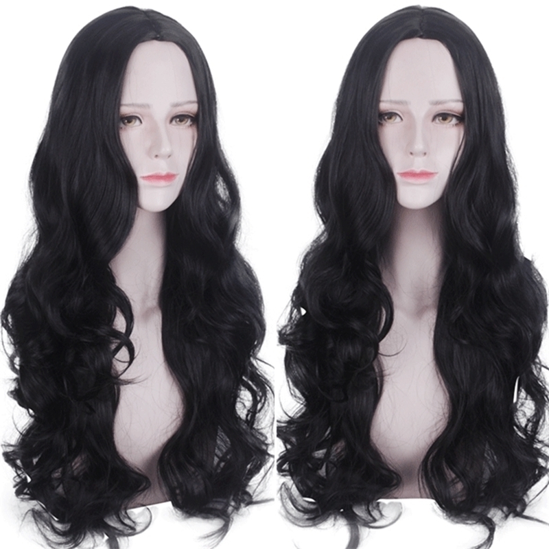 

fashion Zhu wig Shengda middle parting bangs long curly hair big wave black women's headgear, Pl-027
