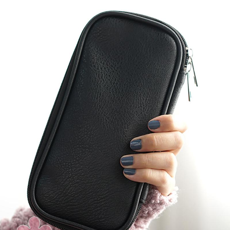 

Leather Beautician Makeup Brush Holder Organizer Box Female Cosmetic Bag Girls Zipper Beauty Case Cosmetics For Women Bags & Cases, Black