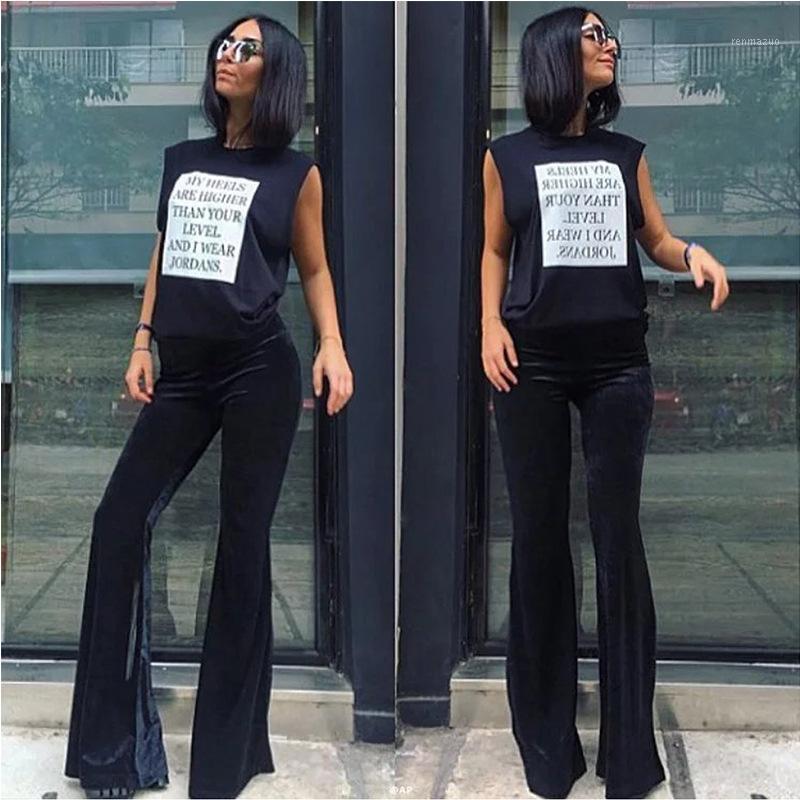 

Women's Pants & Capris 2021 Wide Hem Bell-Bottom Pant For Fashion Casual Solid High Waist Slim Flare Meeting Officewear Trousers, Black;white