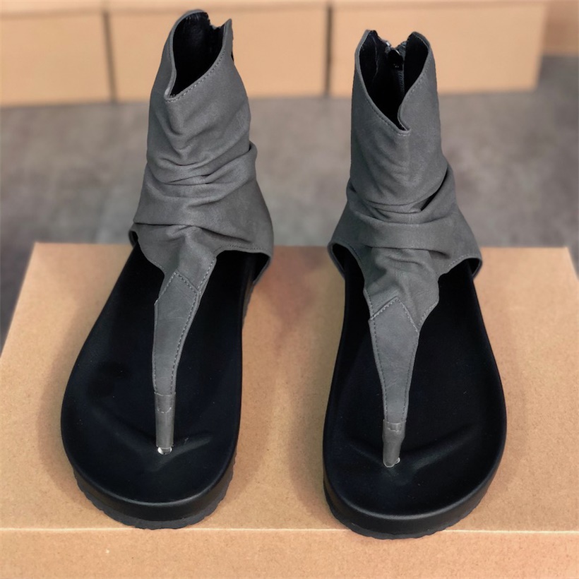 

Black Women High-top Flip-flops Designer Ladies Slippers Flat Summer Fashion Hollow out Buckle Sandals Good Quality Shoes Big Size 007, Color 4