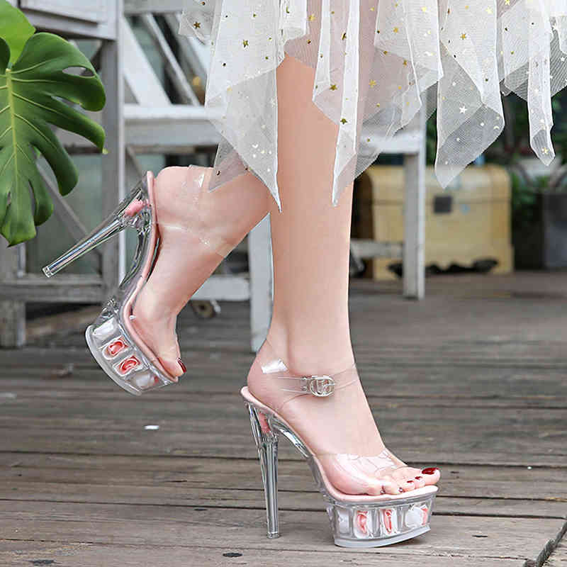 

sandals summer new fashion transparent high for women with stiletto clear platform heels shoes vqd7, Black
