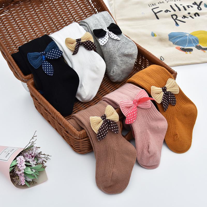 

Leggings & Tights Bow Baby Children Spring Autumn Bowknot Stockings Cotton Girls Pantyhose Kids Infant Knitted Collant, Blue