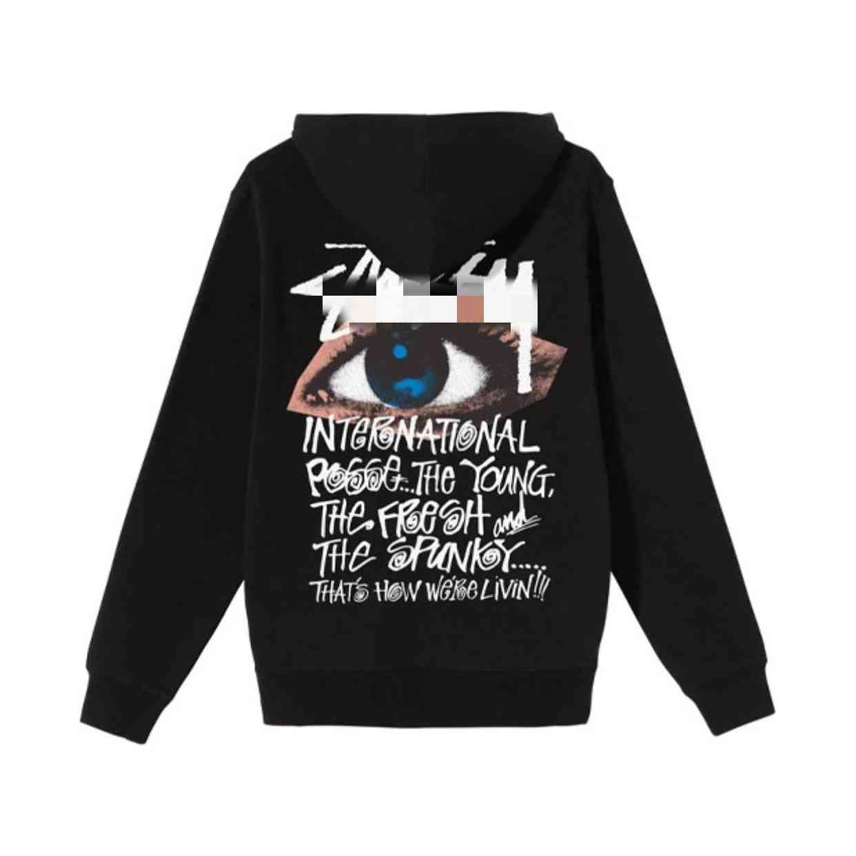 

Stusy Thin Sweater for Men Fashion Cotton Hooded Loose Versatile Lovers, Black