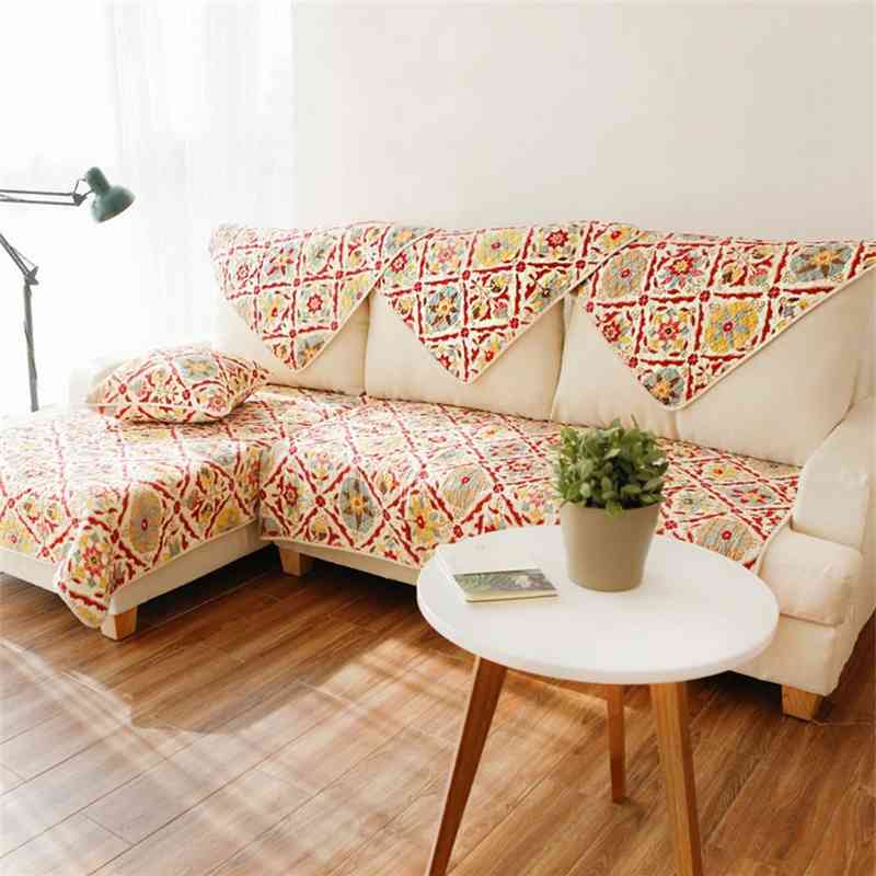 

Quilted washable fabric all cotton sofa towel non slip cushion, Retro red