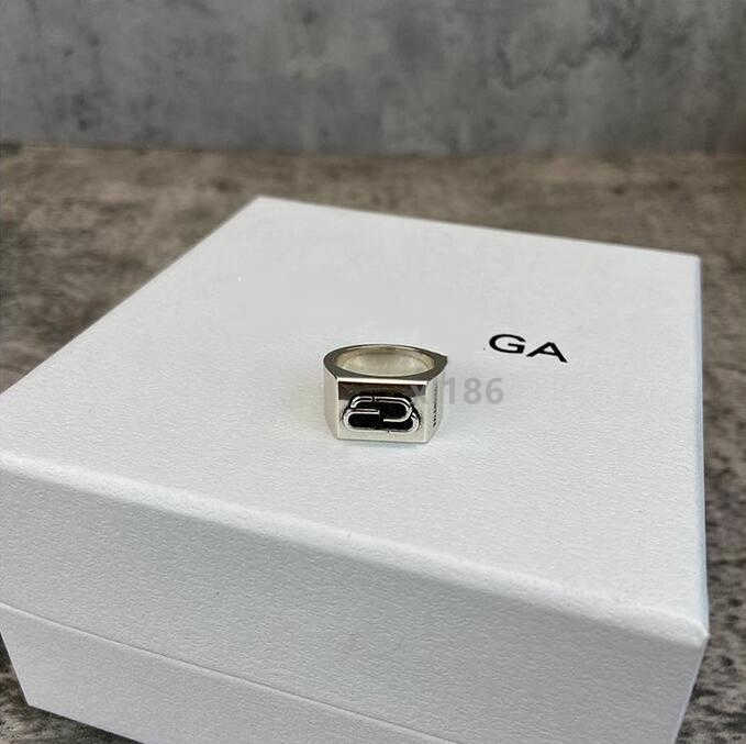 

fashion square big width signet ring man women finger silver gold black men rings stainless steel jewelry box