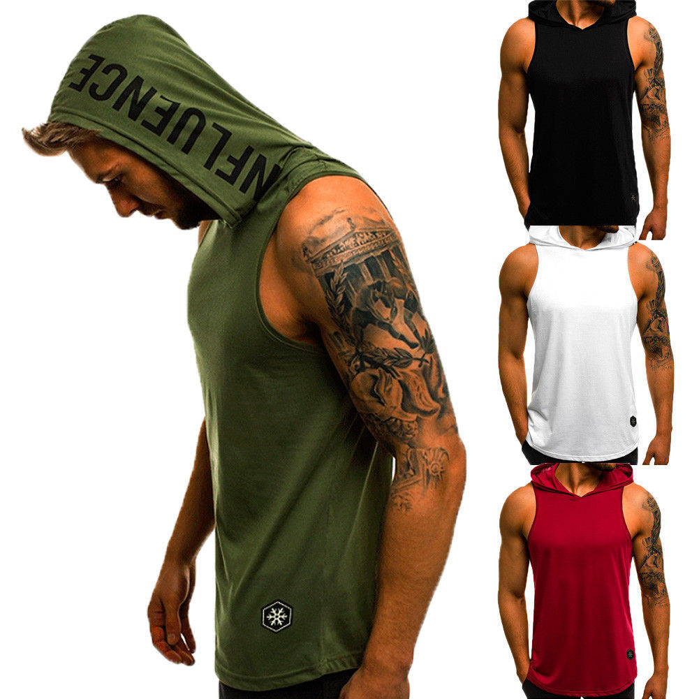 

Men's Tank Tops Cotton Sleeveless Hoodie Bodybuilding Workout Muscle Fitness Shirts Male Jackets Top M 3XL 4C0N, Burgundy