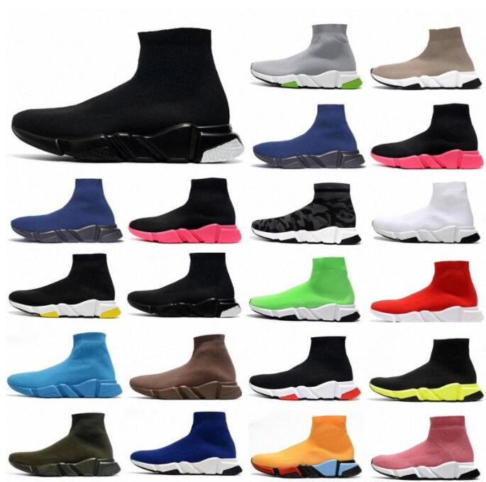 

With Box Top Quality Paris 1.0 Mens Womens Casual Shoes Speed Trainers Knit Sock White Black Khaki Watermark B23 B24 boots sneakers shoes, Customize