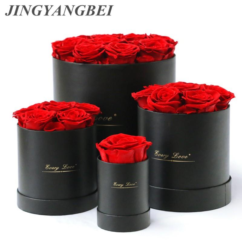 

High Quality 12pcs 4-5CM Preserved Eternal Roses With Box Year Valentine's Gifts Forever Everlasting Rose Wedding Decoration 239P, Pink