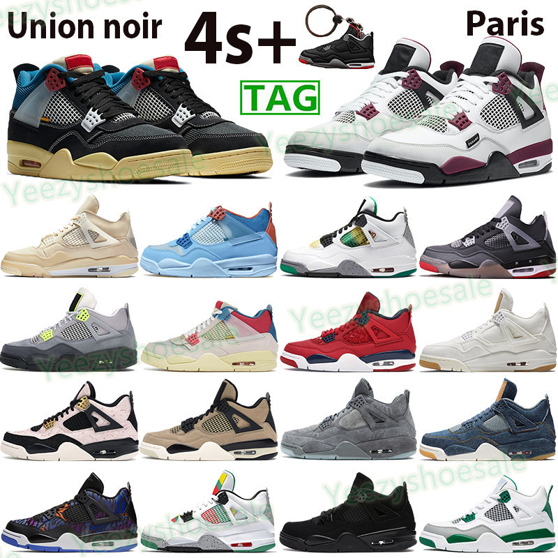

White x sail 2021 jumpman 4 4s basketball shoes paris se neon union guava ice noir bred denim game royal rasta mens sneakers, 01. paris
