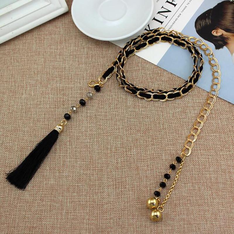 

Belts Belt Waist Fashion Various Colors Gold Chain Tassel High Simple Casual Wild Woman Dress Decration Metal, Black;brown