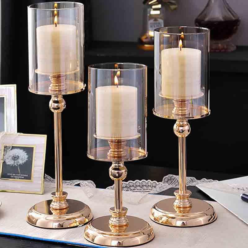 

Candle Holders Gold Metal Pillar Centerpieces Table Mantel Fireplace Decor Candlestick Nordic Home
