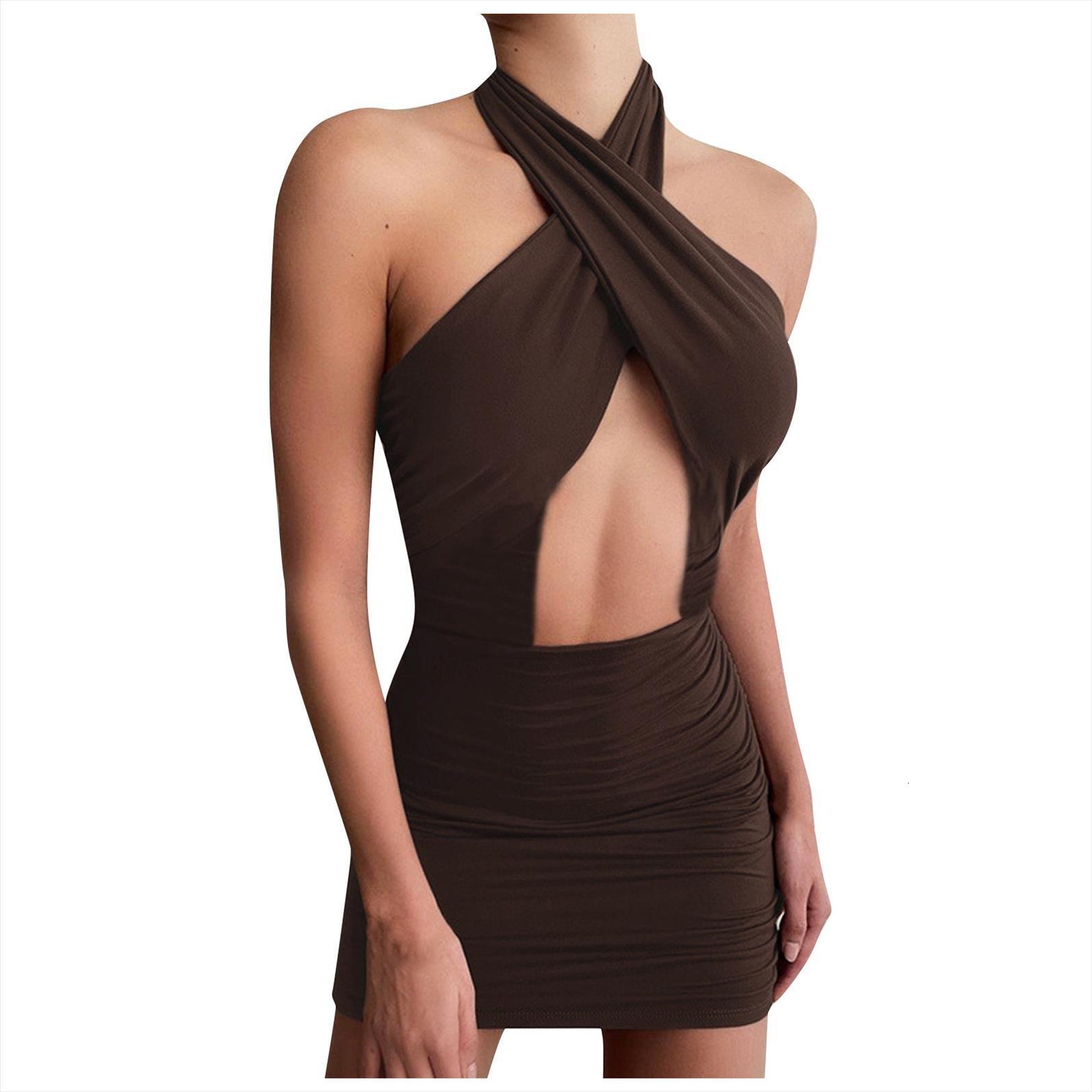 

fashion tie dye hollow women dress hanging neck lacing backless a line camisole casual printed for, Black;gray