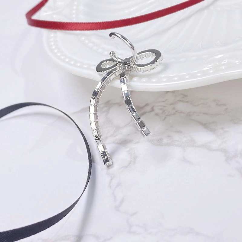 

Hair Rubber Bands HEF jewelry original bow ear clip female Yang Kaiwen same ear buckle earring 925 Sterling Silver, Pink