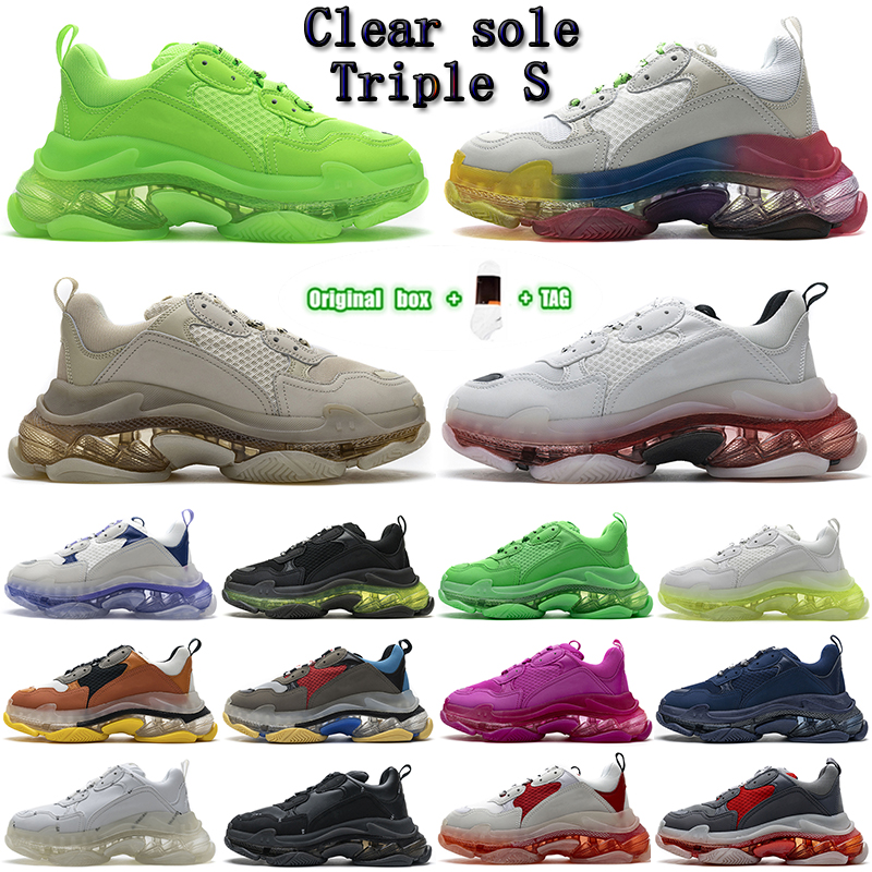 

2021 Fashion men women womens mens Designers triple s clear Shoes sole Platform Casual Paris 17FW old Dad large increasing sneakers crystal sports, Need og box