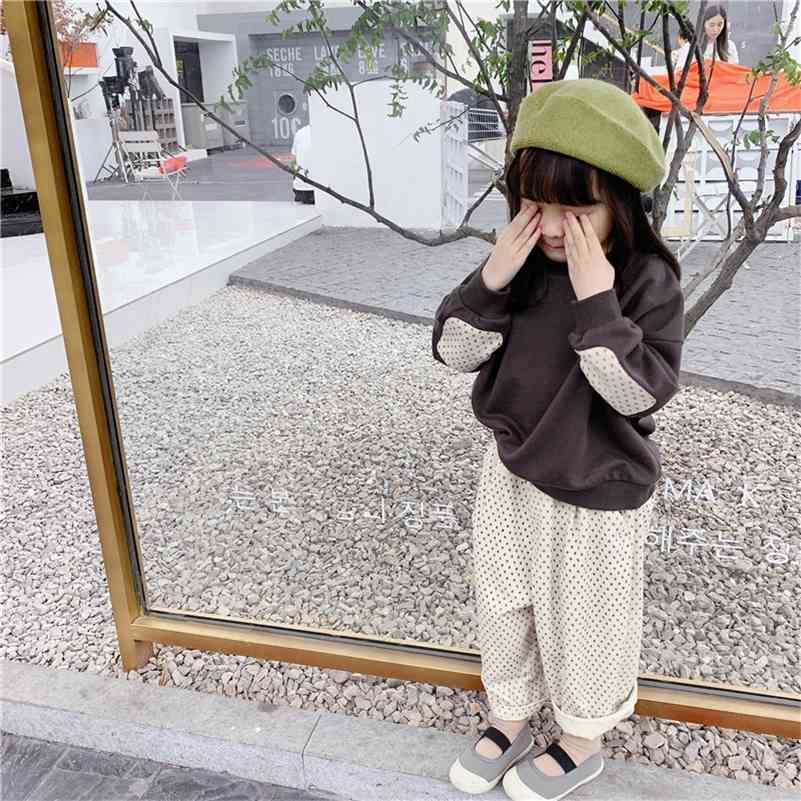 

Girls casyal sleeve patchwork long sweatshirts Autumn boys 2 colors loose pullovers Tops 210708, Gray