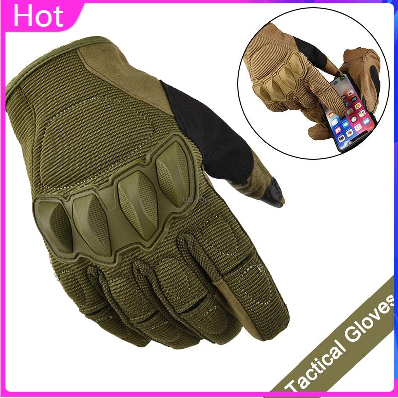 

Sports Gloves Military Tactical Hiking Climbing Cycling Touch Screen Full Finger Gym Army Camping Glove, Black