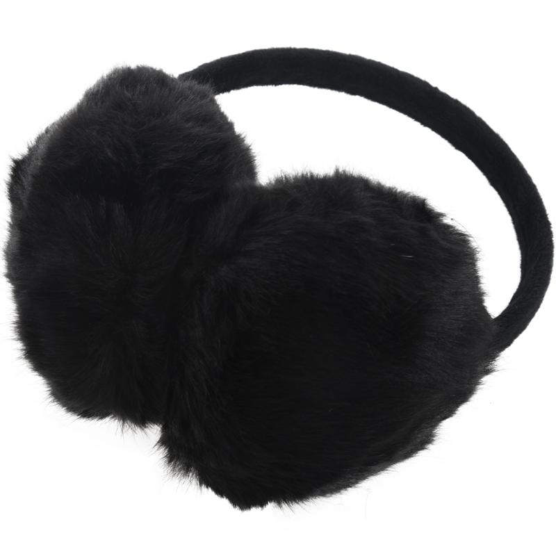 

Berets Lady Woman Headband Black Faux Fur Winter Ear Cover Earmuffs