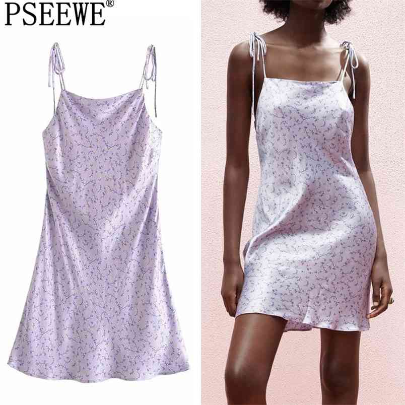 

Purple Floral Mini Dress Woman Backless Slip Short Women Ruched Strappy Beach Sexy Party Summer es 210519