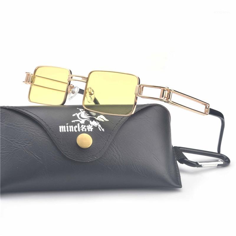 

MINCL/ Retro Oval Design Punk Sunglasses Women Men Fashion Vintage Metal Anti-UV400 FML