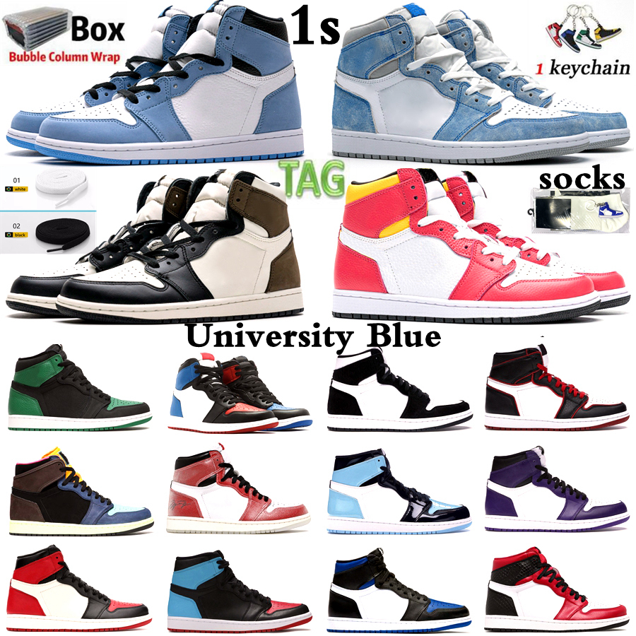 

HIGH OG Jumpman 1 1s Mens Basketball Shoes Pollen Obsidian UNC Hyper Royal University Blue Lucky Green Twist Shadow Men Women Sneakers Trainers, 39
