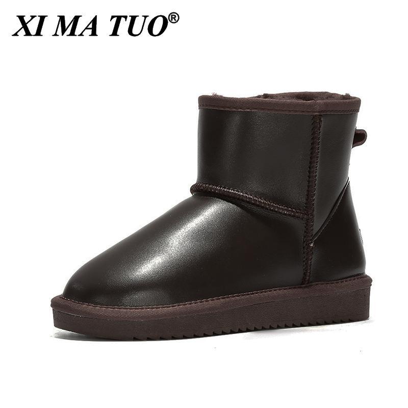 

Boots 2021 Fashion 100% Genuine Cowhide Leather Snow Australia Classic Women Warm Winter Shoes For, Black