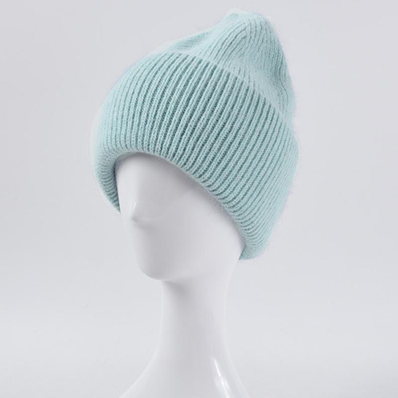 

Beanies MYALICE Pure Color All-match Fashion Autumn And Winter Thickened Warm Fur Knitted Hat Without Eaves Adult Woolen Cap
