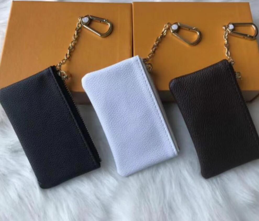 

High quality design Portable KEY P0UCH Black flowers wallet classic Man/women Coin Purse Chain bag With dust bags and gift box