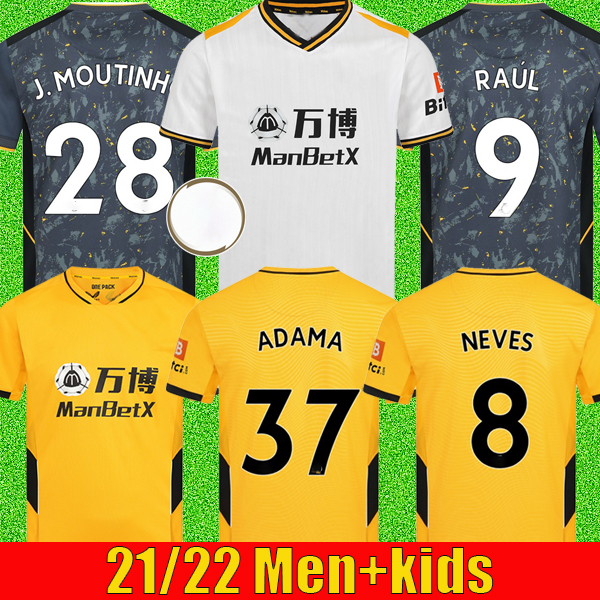 

21 22 Wolves soccer jerseys Wanderers 2021 2022 NEVES RAUL Wolverhampton ADAMA FÁBIO SILVA PODENCE OTTO CUTRONE football shirt GIBBS WHITE men + kids kit uniforms 234, Away