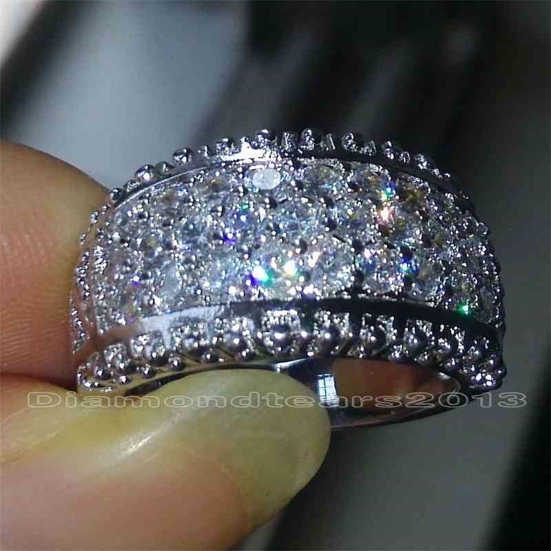 

Size 6/7/8/9/10 Luxury jewelry Full AAA CZ 10kt white gold filled women Simulated stones Wedding Bridal Ring