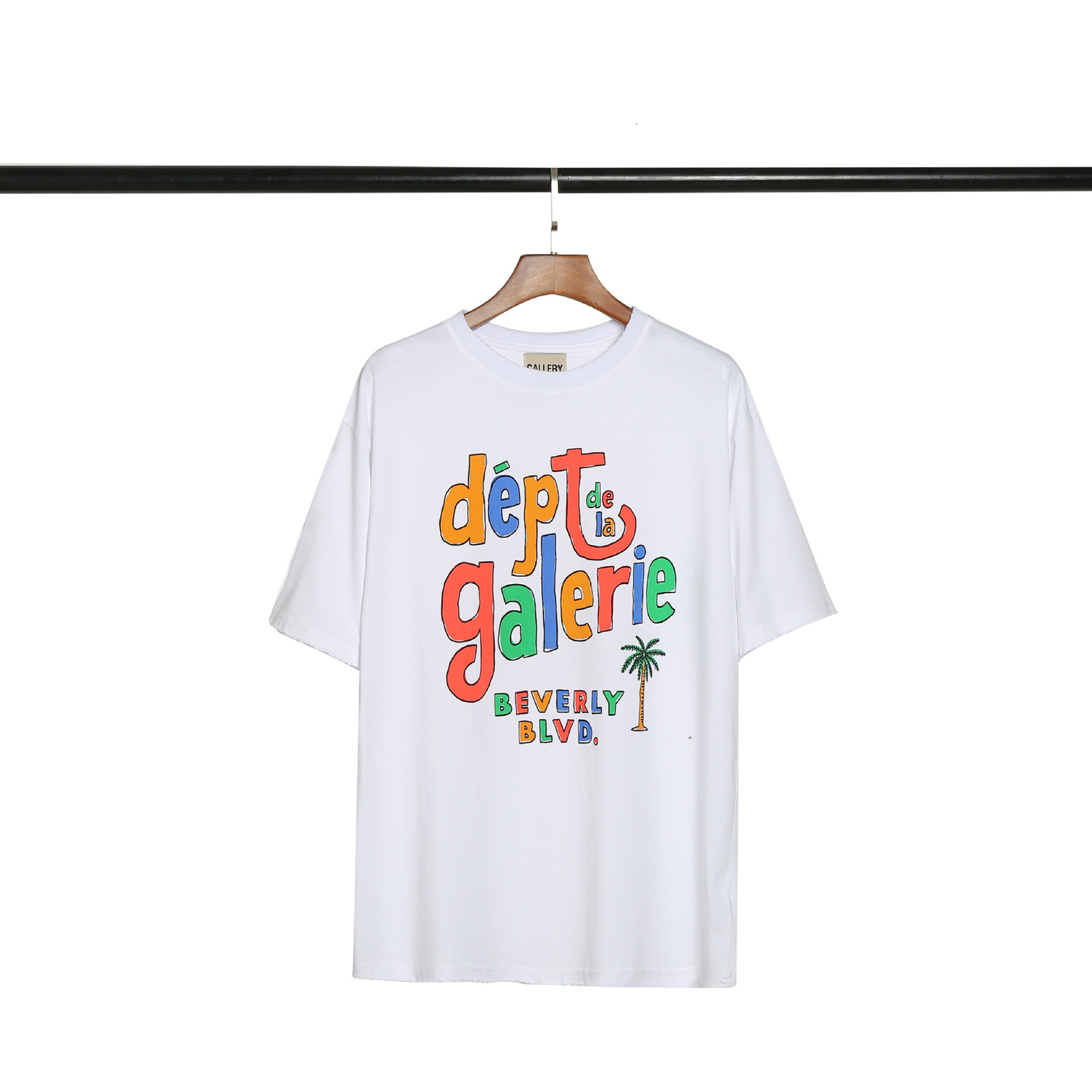 

Fashion fog GD Gallery dept high street make old Hawaiian Beach painted holiday short sleeve T-shirt, White;black
