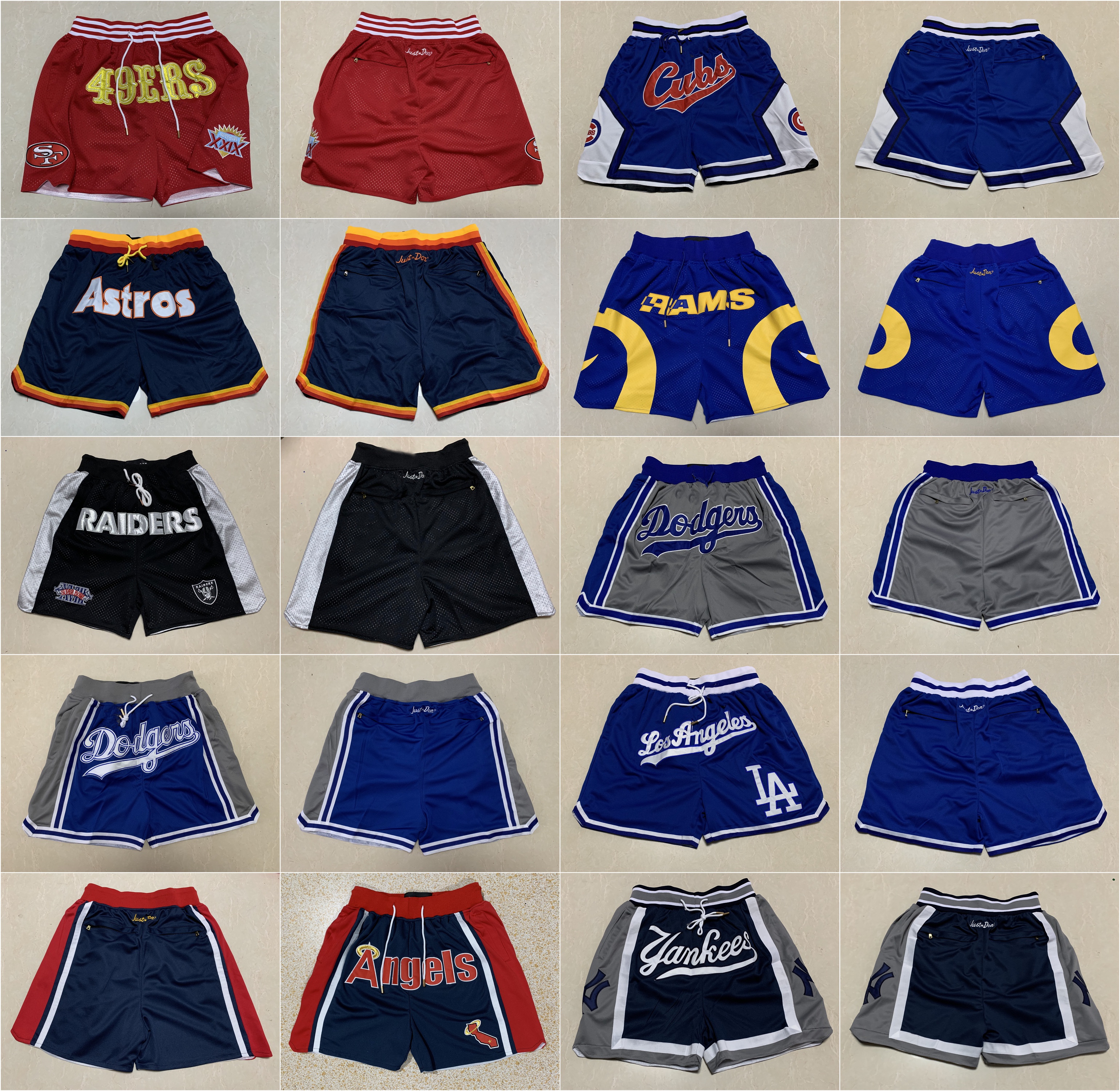 

Men Team Don Basketball Shorts Dodgers Yankees Short Hip Pop Sport Wear Pant With Pocket Zipper Sweatpants Blue Stitched Good Quality Man Size S-XXXL, Black