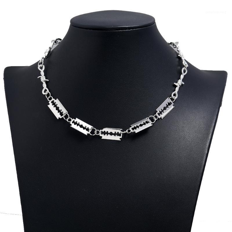 

Chains 2021 Small Blade Unisex Choker Necklace Women Hip-hop Gothic 14 Combinations Punk Style Barbed Chain Gifts