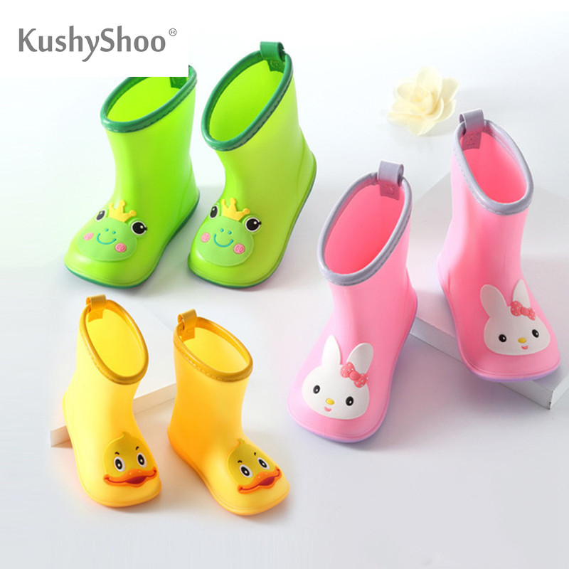 

KushyShoo Classic Childrens Shoes PVC Rubber Kids Baby Cartoon Shoes Water Shoes Waterproof Rain Boots Toddler Girl Rainboots, 02