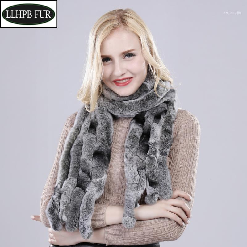 

Scarves Winter Women Real Rex Fur Scarf 100% Natural Soft Chinchila Lady Warm Muffler