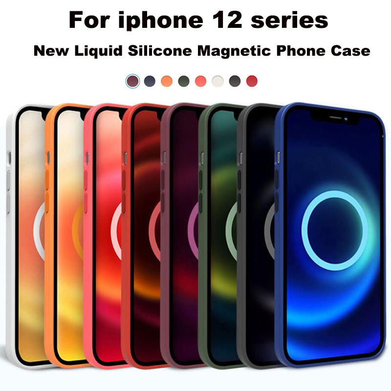 

Official Original Magsafe Liquid Silicone Cases For Apple iPhone 12 Pro Max Mini Magnetic Case 12mini Back Cover With Animation Phone Coque Logo 12pro Funda 1:1, Yun qing