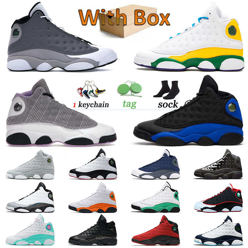 

With Box Jumpman 13 13s Trainers Basketball Shoes Vintage Houndstooth Hyper Royal Mens Womens Reverse Bred Red Flint Gold Glitter Sports Sneakers Size US 13, # 36-47 hyper royal