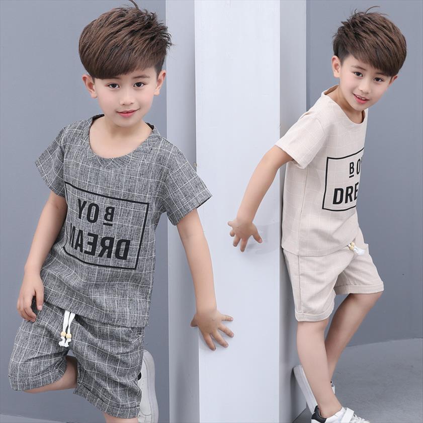 

school boy sets summer amp pants casual letter short sleeve kids sports suit child clothes 5 6 7 9, White