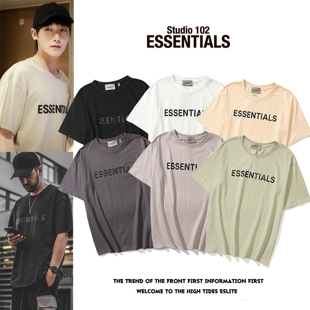 

of Fear double thread essentials new chest letter pressure glue short sleeve high street loose T-shirt, White