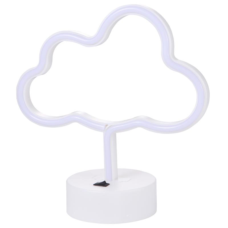 

Night Lights 1pc Household Small Lamp Creative Cloud Shape Decorative Neon USB Dry Battery Dual-use Without