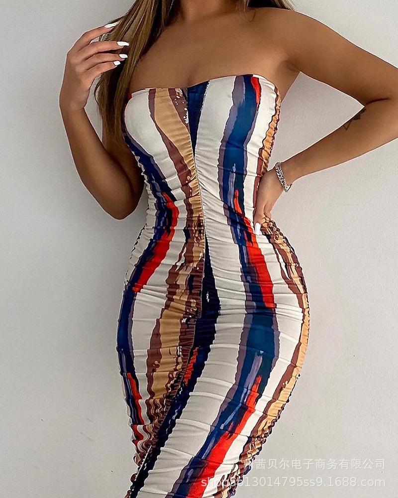

Casual Dresses Women Summer 2021 Fashion Wrap Breast Dress Bodycon Sexy Idos Para Mujer De Fiesta Elegantes, Multicolor