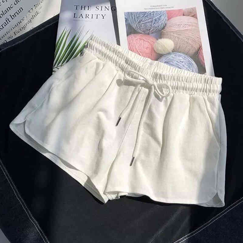 

Women Shorts Summer Casual Solid Drawstring shorts high waist loose shorts for girls Soft Cool female short -3XL 210518, Gray