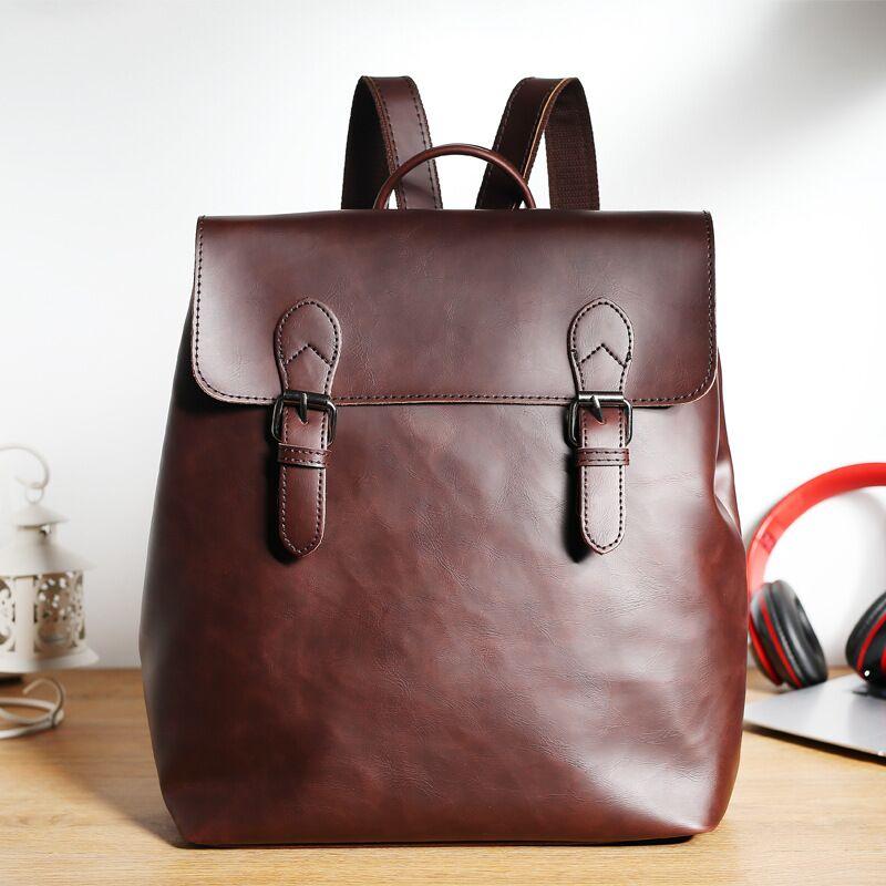 

Backpack Vintage Fashion Luxury Designer Leather Men Women Crazy Horse Mens Boys School, Black