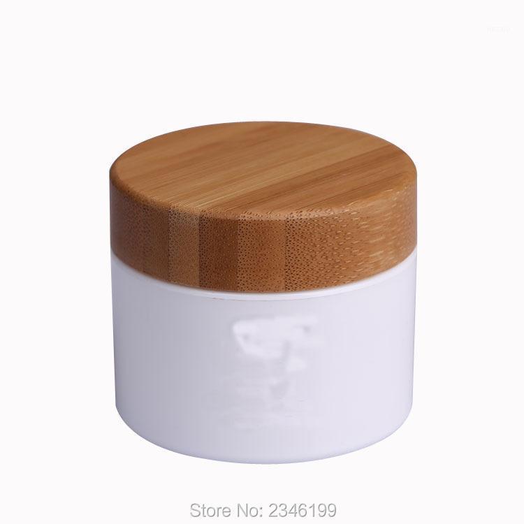 

Storage Bottles & Jars 100g White Plastic Cream Jar With Bamboo Cover Wooden Lid Empty Cosmestics Packing Container High Quality Pot. 10Pcs/