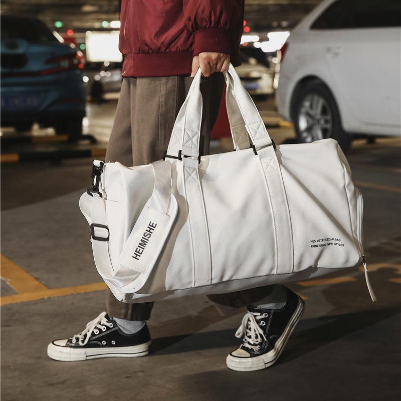 

Duffel Bags Travel Women Gym Bag Men Large Small Weekend Dry And Wet Fitness Handbag Male Female Sports PU Leather Outdoor, White big