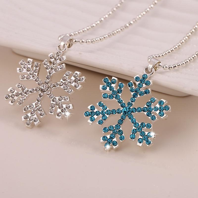 Pendant Necklaces LZHLQ Snowflake Long Necklace Sweater Chain Fashion Fine Metal Crystal Rhinestone Pendants Women Jewelry Collier-image-709095874