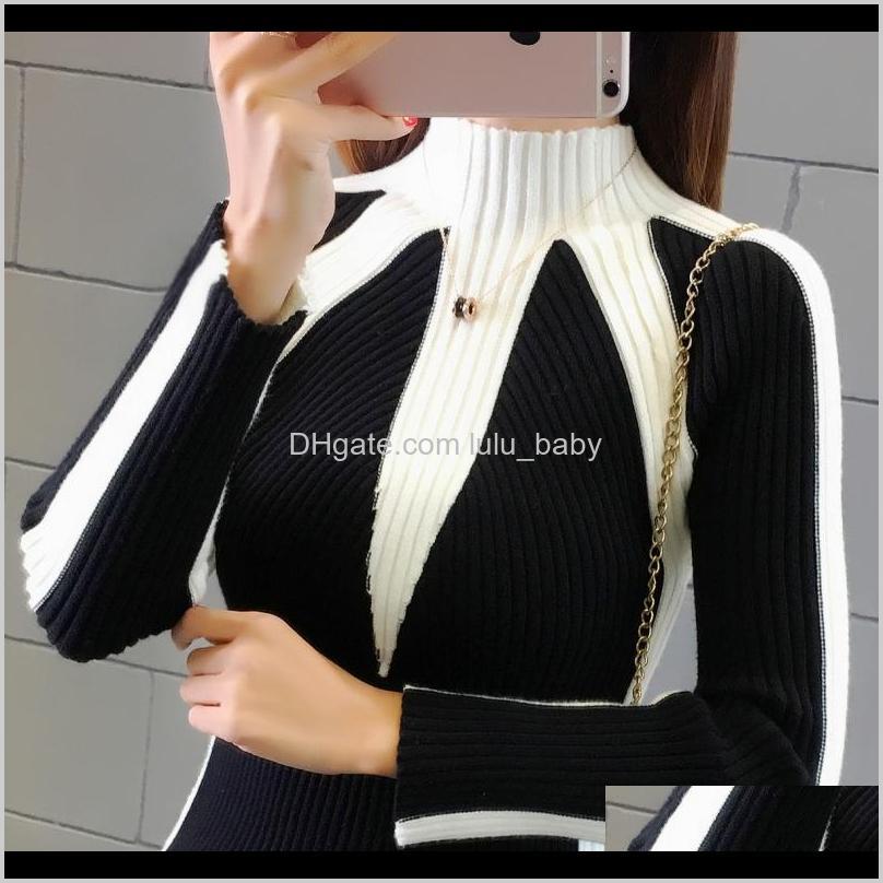 

Womens Clothing Apparel Drop Delivery 2021 Winter Sweaters Women Fashion Jumpers Korean Hit Color Knitting Pullovers Thick Christmas Sweater, White;black